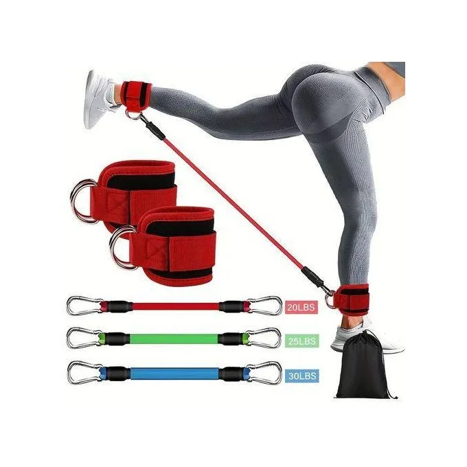 Kit Fitness 5 Pièces – Bandes & Sangle de cheville كيت فيتنس 5 قطع – باندات + حزام الكاحل
