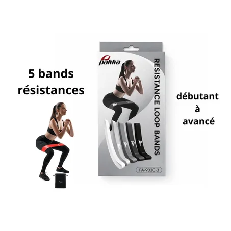 5 Bandes de Résistance Fitness – Entraînement Complet à la Maison