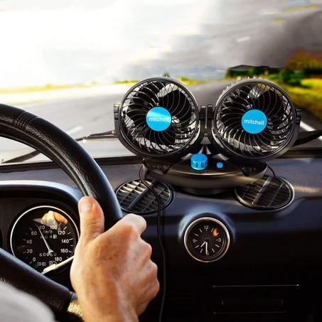 Car Dash Double Headed Fan - مروحة السيارة المزدوجة