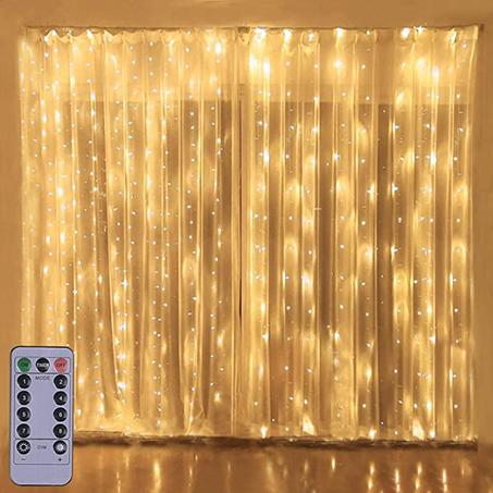 Copper Wire Curtain Lights - الستارة المضيئة بريموت كونترول