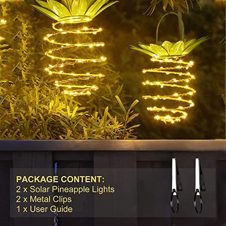Pineapple Solar Light - مصباح الاناناسة بالطاقة الشمسية - قطعتين