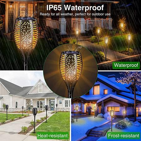 Led Solar Flame Lights - قطعتين مصباح النار بالطاقة الشمسية - حجم كبير