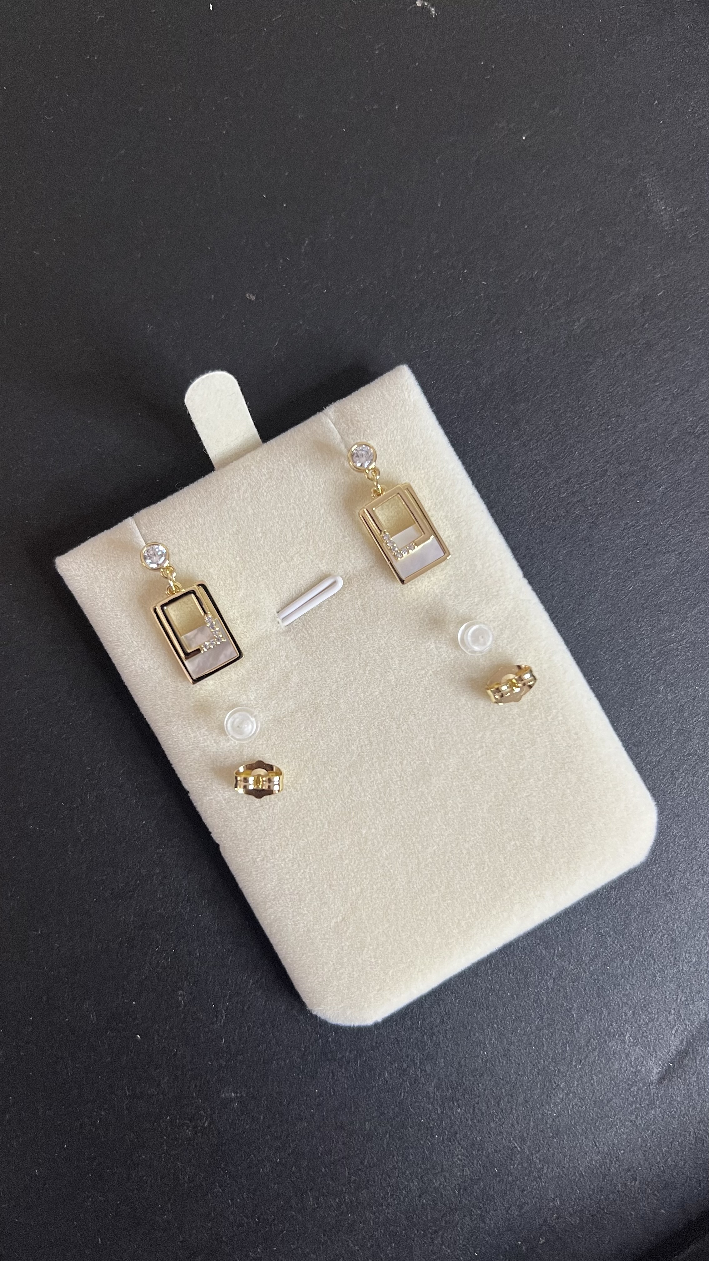 Boucles 2 rectangles Gold avec motif diamant