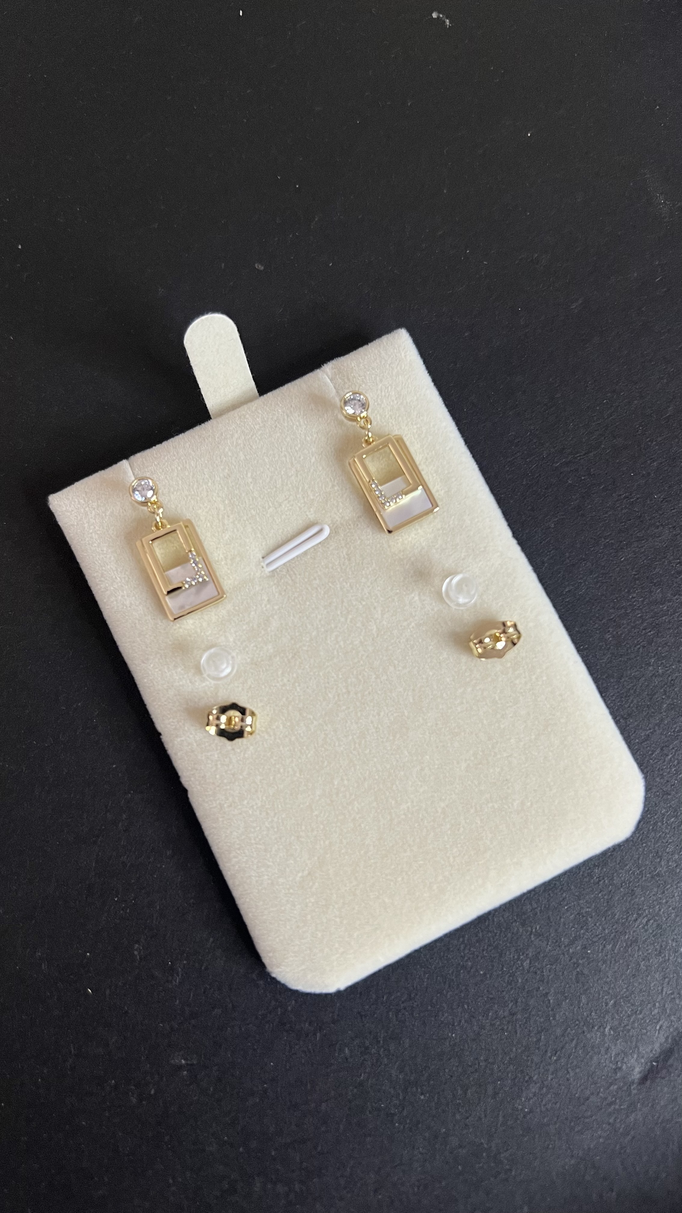 Boucles 2 rectangles Gold avec motif diamant