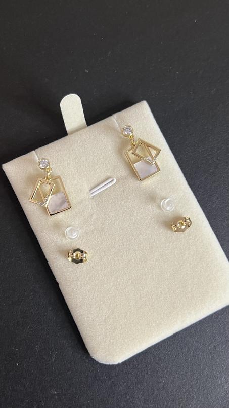 Boucles 2 rectangles Gold avec motif diamant