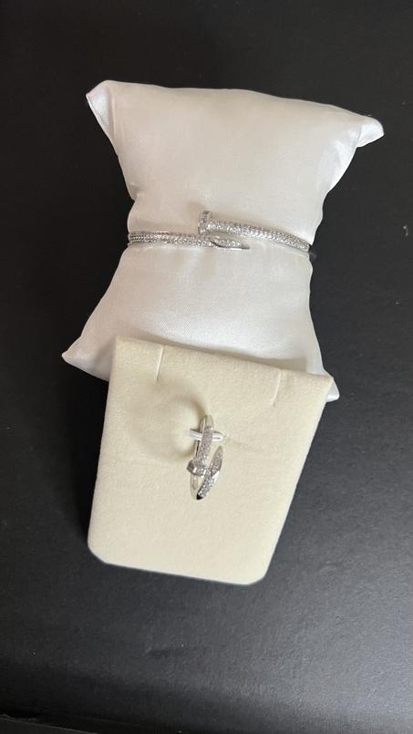 Bracelet Clou + bague argentée
