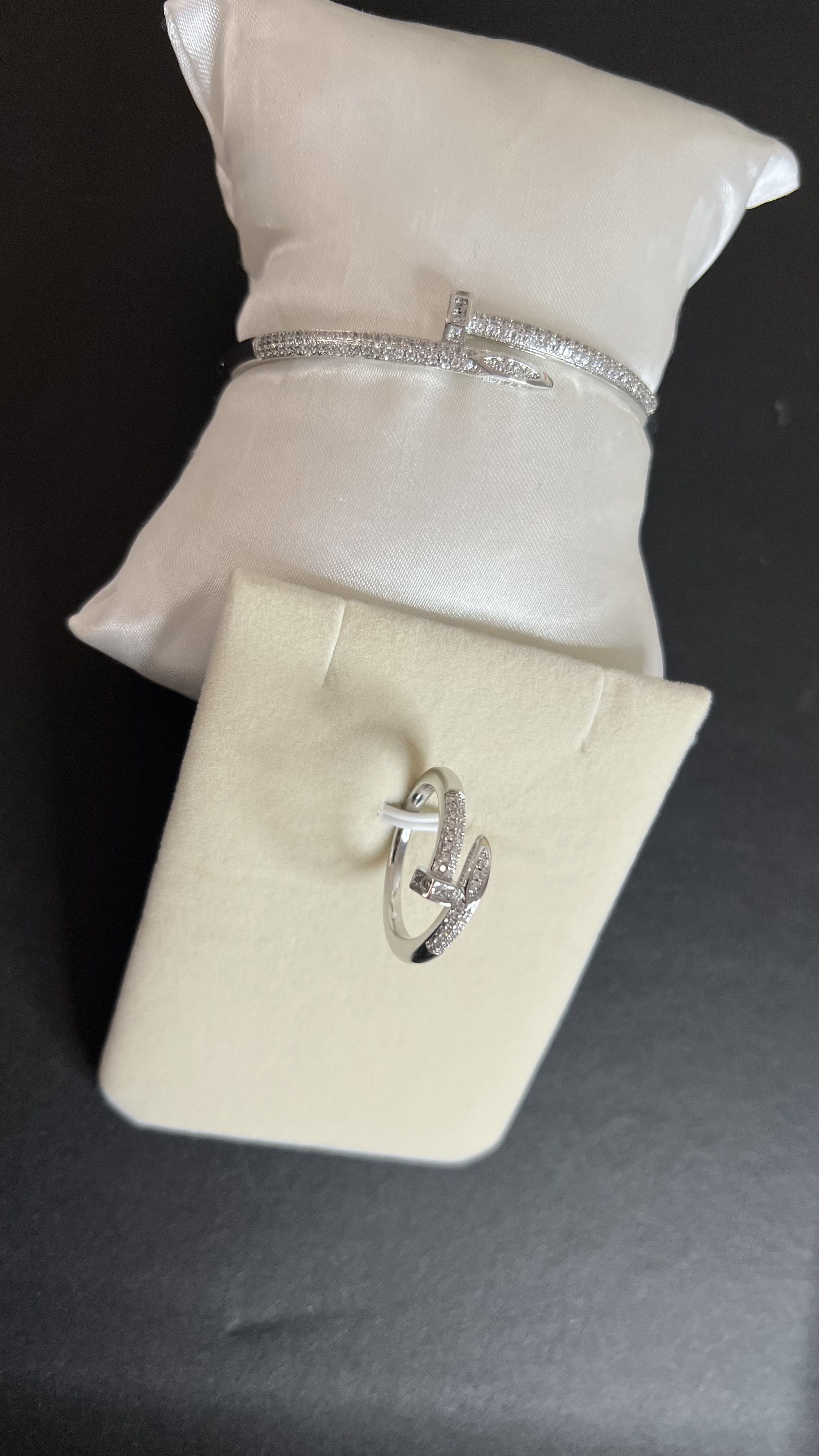 Bracelet Clou + bague argentée