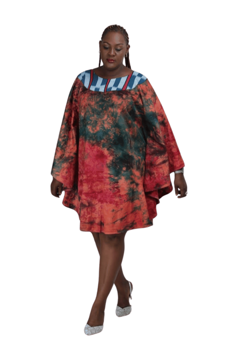 Robe en Carpe avec Encolure en Pagne Baoulé 🇨🇮