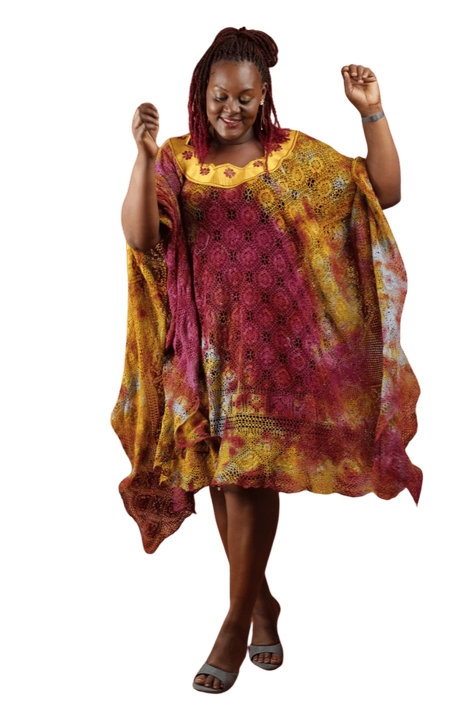 Robe Tricotée Motif Indigo - 🌿 Élégance Intemporelle