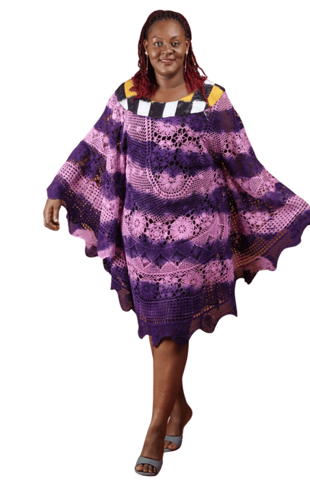 Robe Tricotée Mélangée avec Pagne Baoulé 🇨🇮