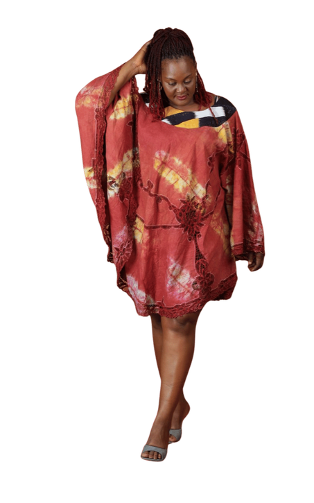 Robe Tricotée Motif Indigo - 🌿 Élégance Intemporelle