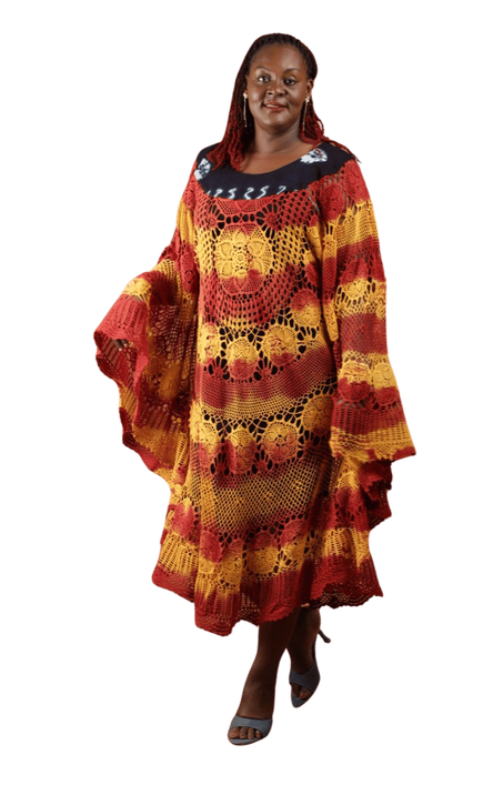 "Longue Robe Tricotée avec Motifs Rafia - NDAPKA 🌿