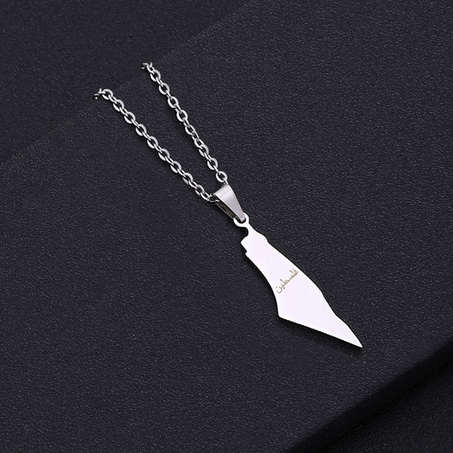 Silver Palestine Map Pendant