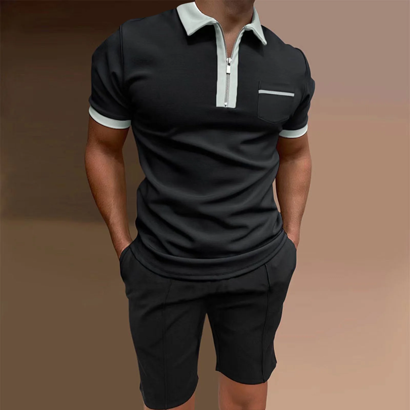 طقم رجالي صيفي أنيق – تيشرت + شورط 👕🩳