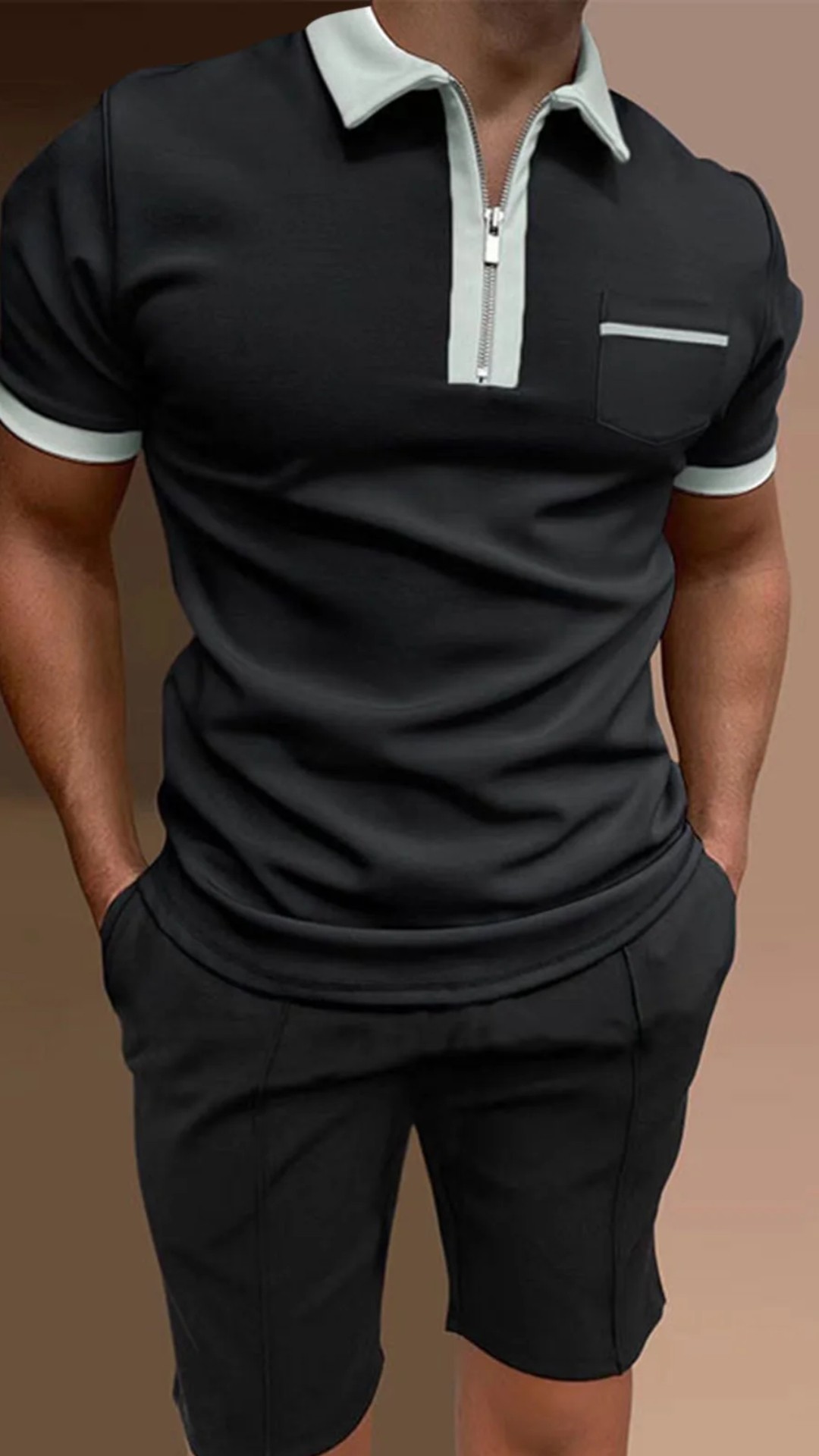 طقم رجالي صيفي أنيق – تيشرت + شورط 👕🩳