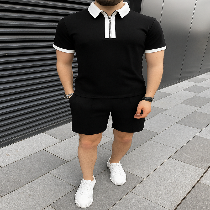 طقم رجالي صيفي أنيق – تيشرت + شورط 👕🩳