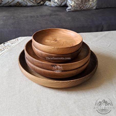 Pack de 5 plats en Bois de Noyer