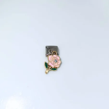 Charm FLEUR ROSE AVEC PETALE (Argent)