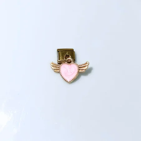 Charm COEUR ROSE AVEC AILES (Doré)