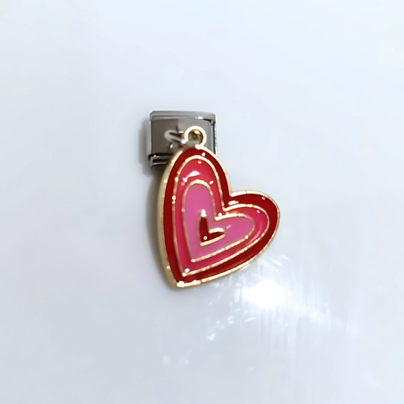 Charm COEUR ROSE ET ROUGE (Argent)