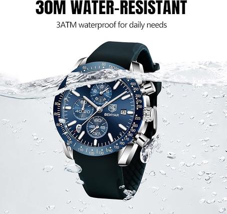 BENYAR رجال الأعمال ساعات مصمم أزياء أنيق حسن المظهر فاخر رجال كوارتز ساعات رياضية مقاومة للماء ساعات تكتيكية عسكرية عادية للرجال تاريخ الكرونوغراف
