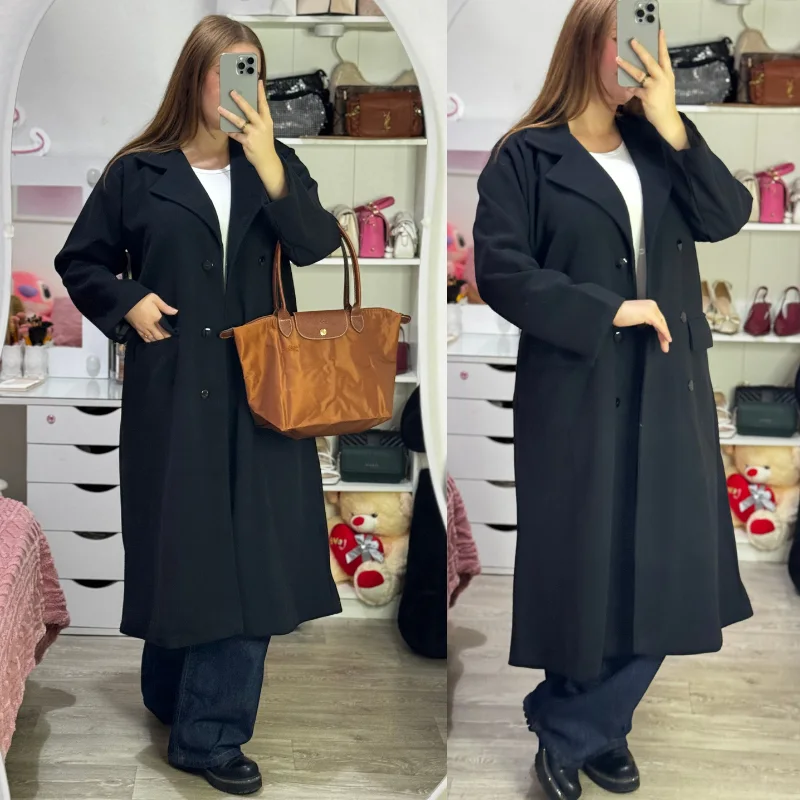 ✨ معطف طويل نسائي بلمسة فاخرة – دفء وأناقة في قطعة وحدة