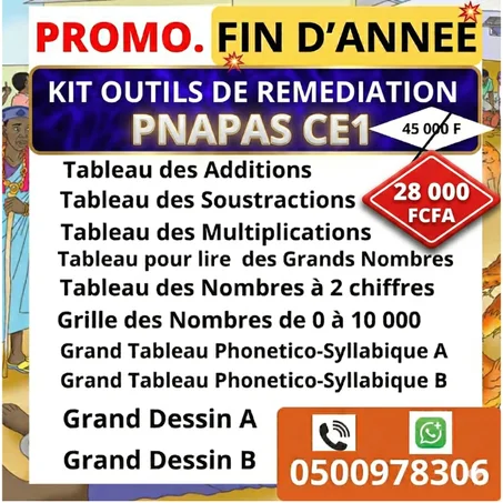 ✨ PROMO. FIN D’ANNEE – Kit complet de remédiation PNAPAS CE1 = 28 000 Fau lieu 19100F  ✨