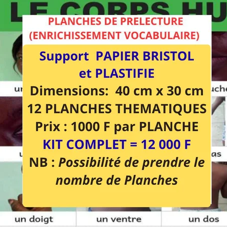 🌟🌈 LES PLANCHES D’ENRICHISSEMENT DU VOCABULAIRE ( SUPPORT PAPIER BRISTOL PLASTIFIE)🌈🌟 Prix  KIT 12000 F (1000 f/01 Planche support papier bristol)  NB Possibilité d'acheter en détail (copy