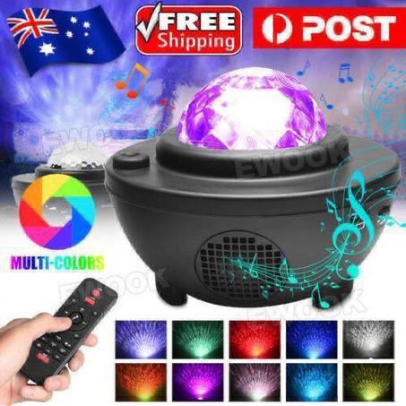 أباجورة النجوم مزودة بمكبر صوت ومع جهاز تحكم عن بعد