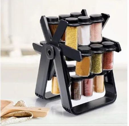 حامل توابل دوار عرض توابل رف توابل دوار 360 درجة