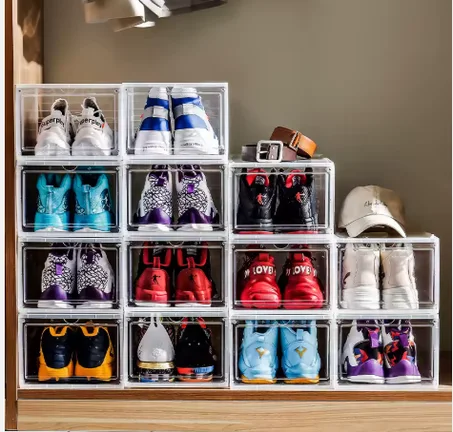 صندوق تخزين أحذية بلاستيكي شفاف