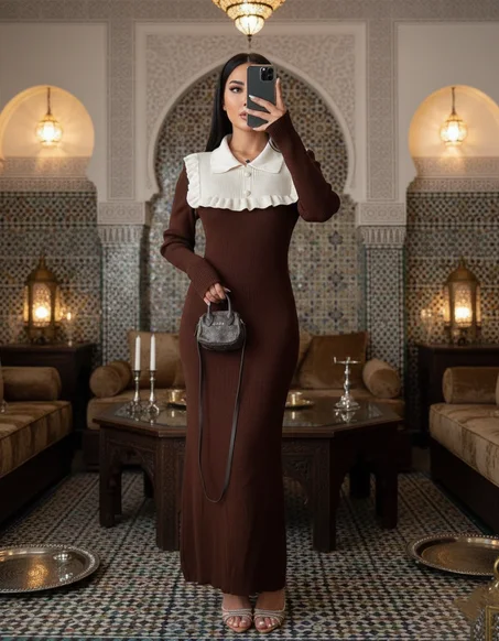 فستان أنيق بتصميم راقٍ يجمع بين الفخامة والأنوثة