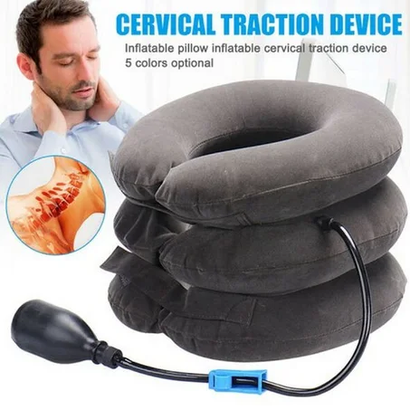 وسادة العنق الهوائية مع مضخة يدوية بتصميم صحي مريح للرقبة والأكتاف- Coussin Cervical Gonflable a 3 niveaux