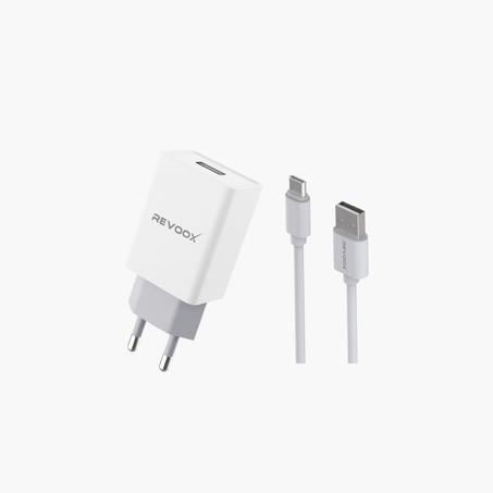 REVOOX charger with a European plug and a USB-C port, and with a USB-C to USB-C cable