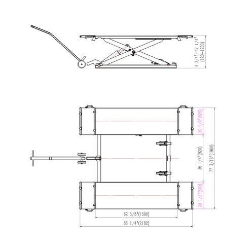 APlusLift 8,000LB Mid-Rise Scissor Lift with Electrical Release - SL-MR80