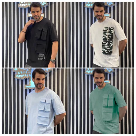 تيشرت اوفر سايز قطن (جيوب بامب)