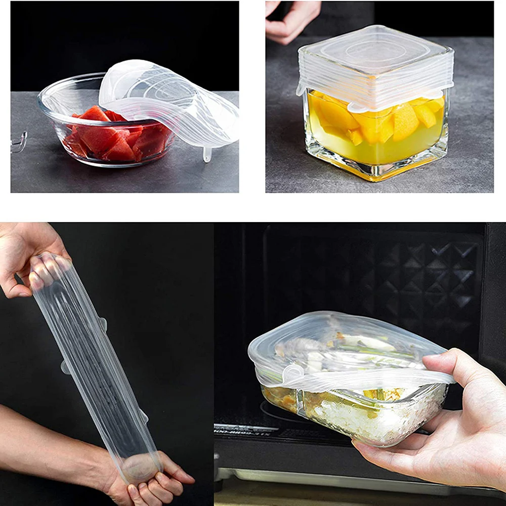 Lot 5 Couvercles Silicone Réutilisables - Anti-Poussière Gris