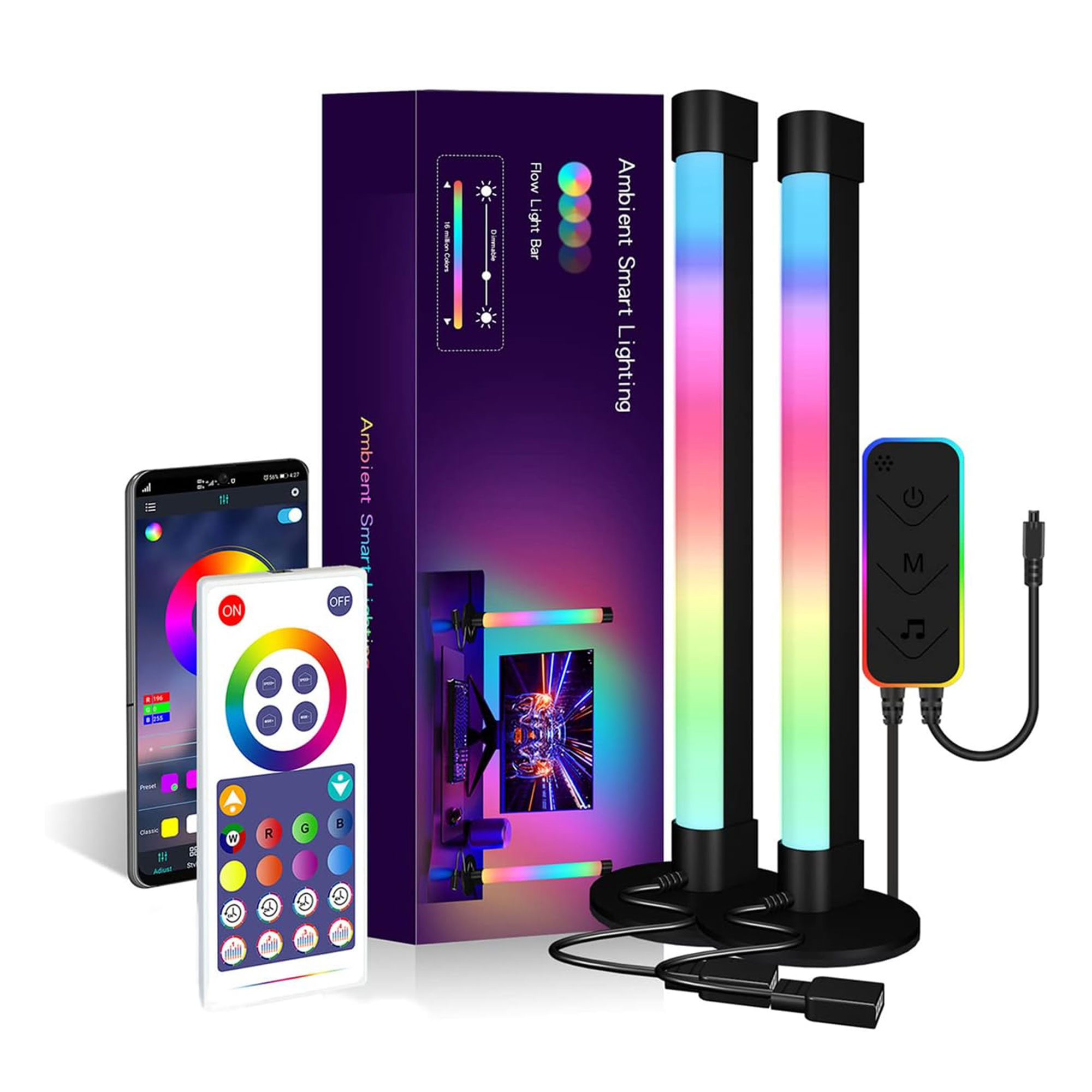 عرض حبتين اضائة RGB بمستشعر تلفاز