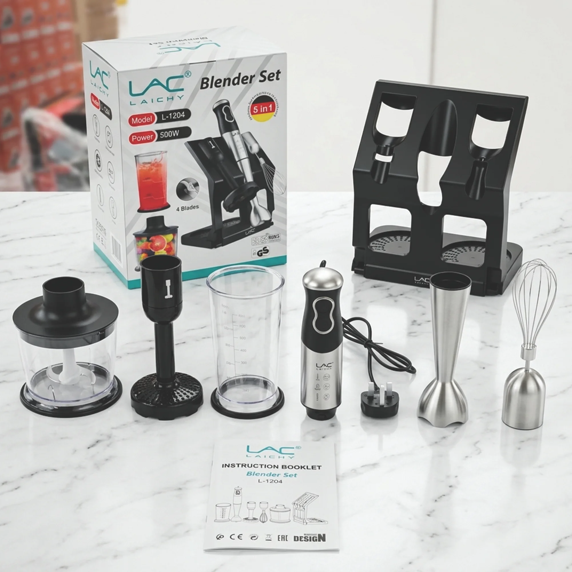 طقم خلاط LAC LAICHY 5 في 1 بقوة 500 واط - مطبخك الاحترافي في جهاز واحد!