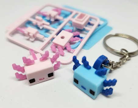 Minecraft-inspire Axolotl Mini Figure Kit/Keychain