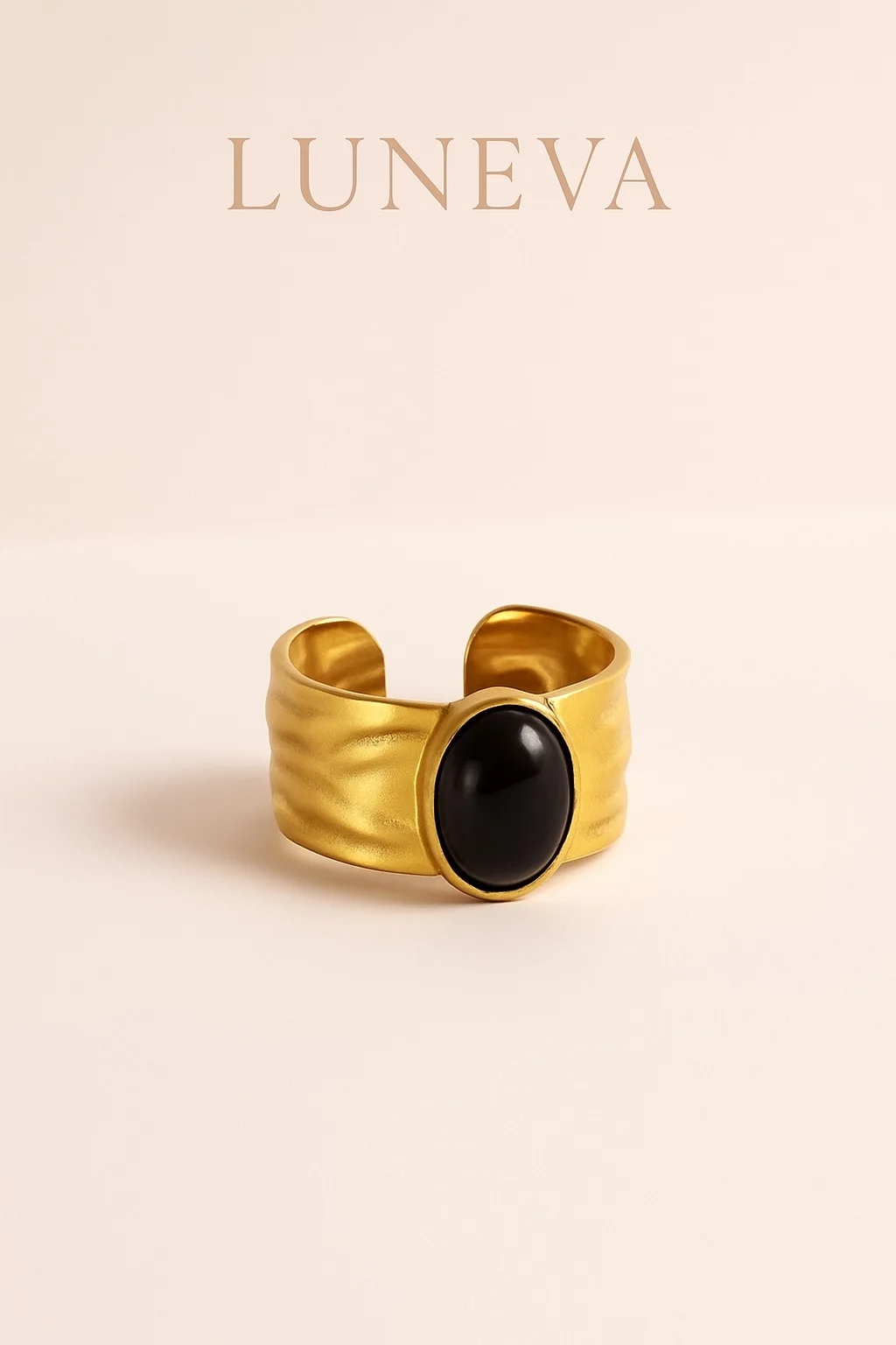 Bague Torsadée Dorée - Pierre Noire