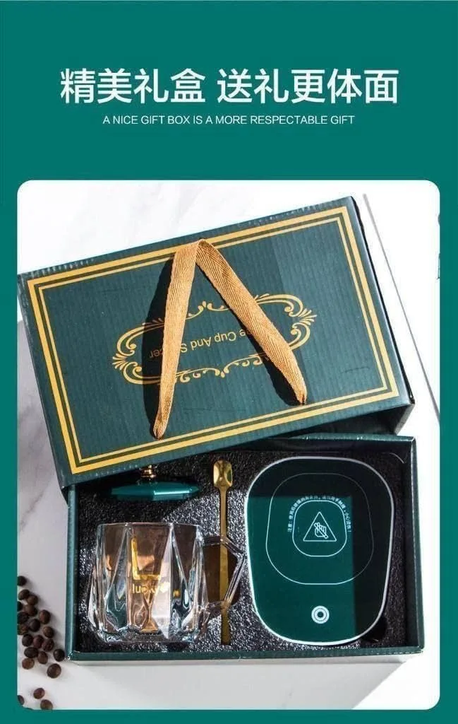 كوب القهوه الزجاجي مع جهاز التسخين