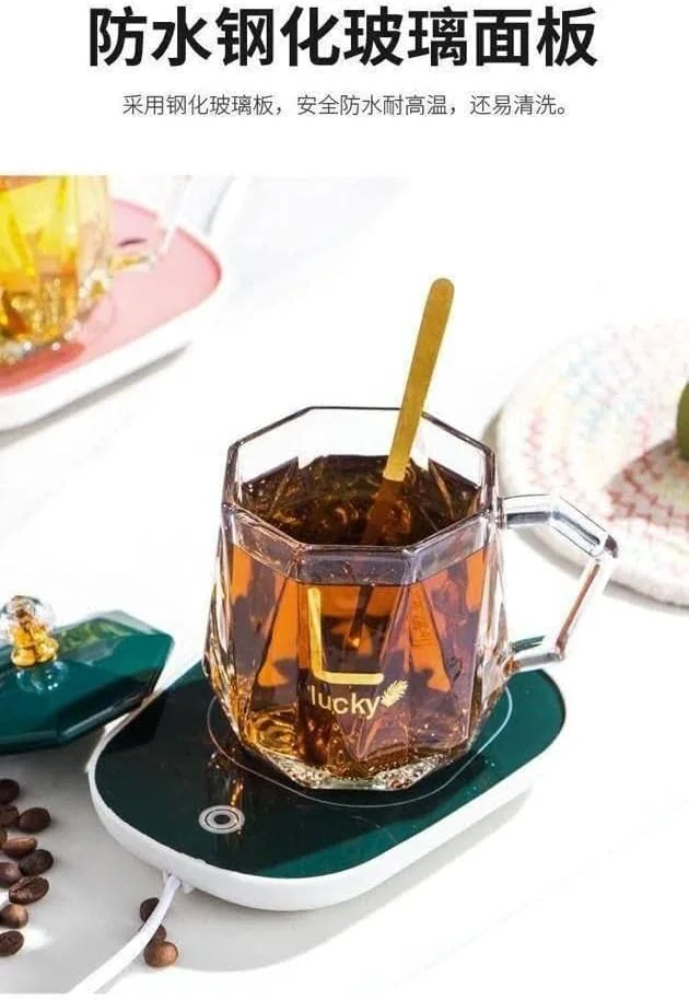 كوب القهوه الزجاجي مع جهاز التسخين
