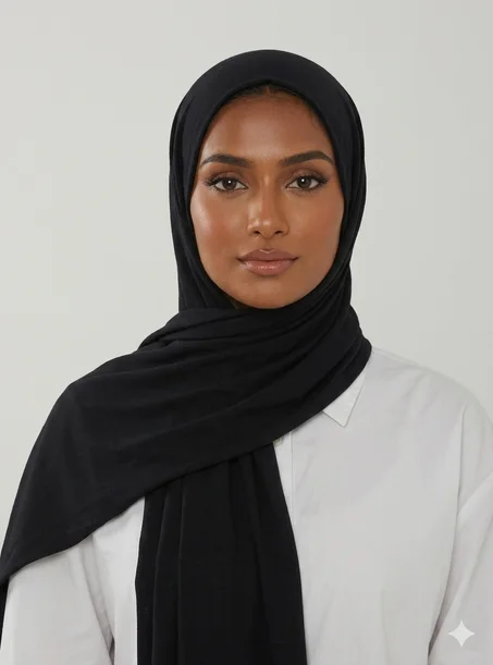 Châle en Jersey de Luxe Premium | Doux & Extensible - Noir