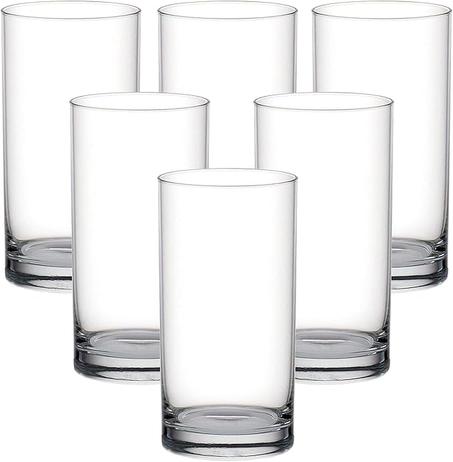 طقم أكواب زجاجية مستديرة عالية الجودة من اوشين، شفاف، 6 قطع، 280 مل