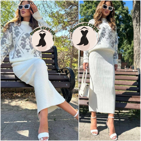 Ensemble élégant Tricot jupe