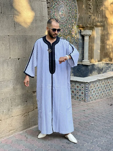 Kandora Marocaine Bleu et Blanc
