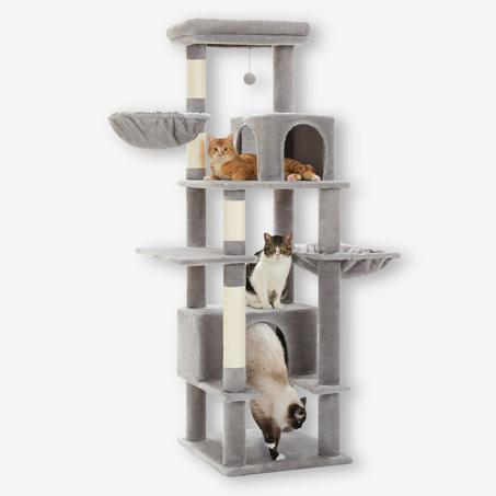 Arbre à chat pelucheux xxl gris