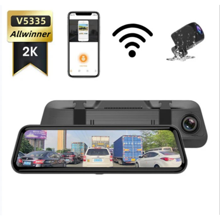 مرآة سيارة ذكية مع مسجل قيادة وكاميرا مزدوجة