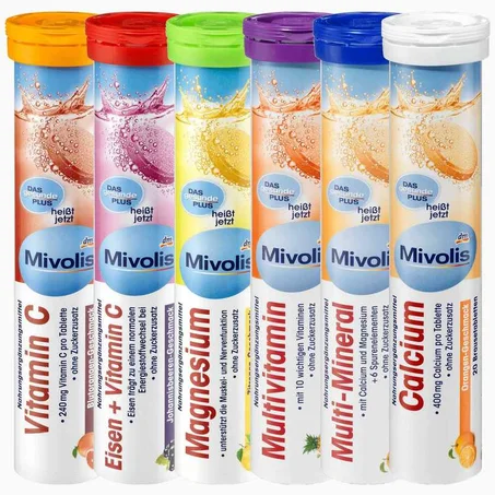 les vitamines( c magnésium, eisen+c , multi minéral et multi vitamine)